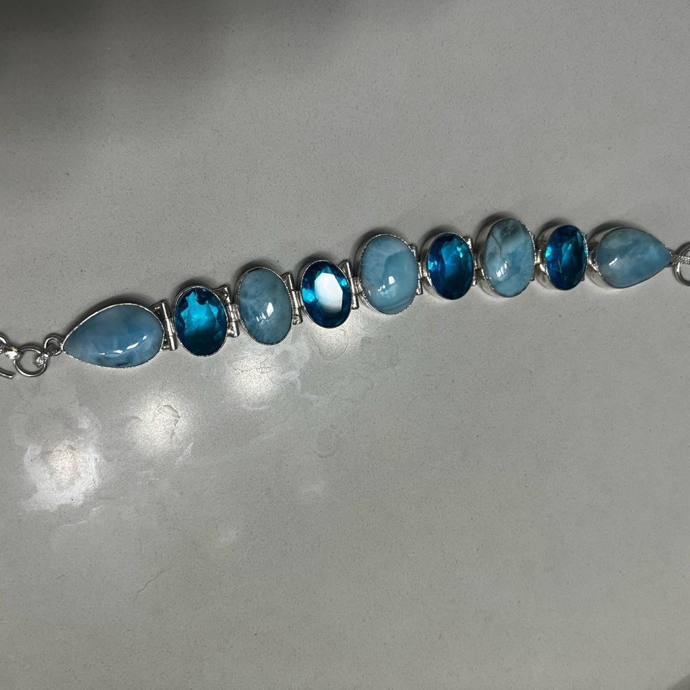 Larimar and blue topaz bracelet